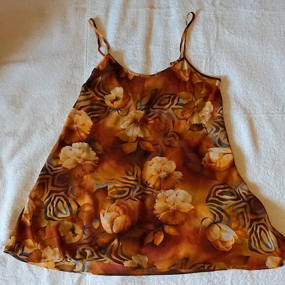 Secret Treasures Sheer Brown Floral Cami Top M - Picture 1 of 3
